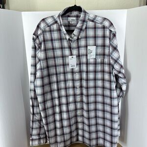 NWT Sonoma White/Maroon/Light Blue/Navy Plaid Dress Shirt, Size 3XL Tall,